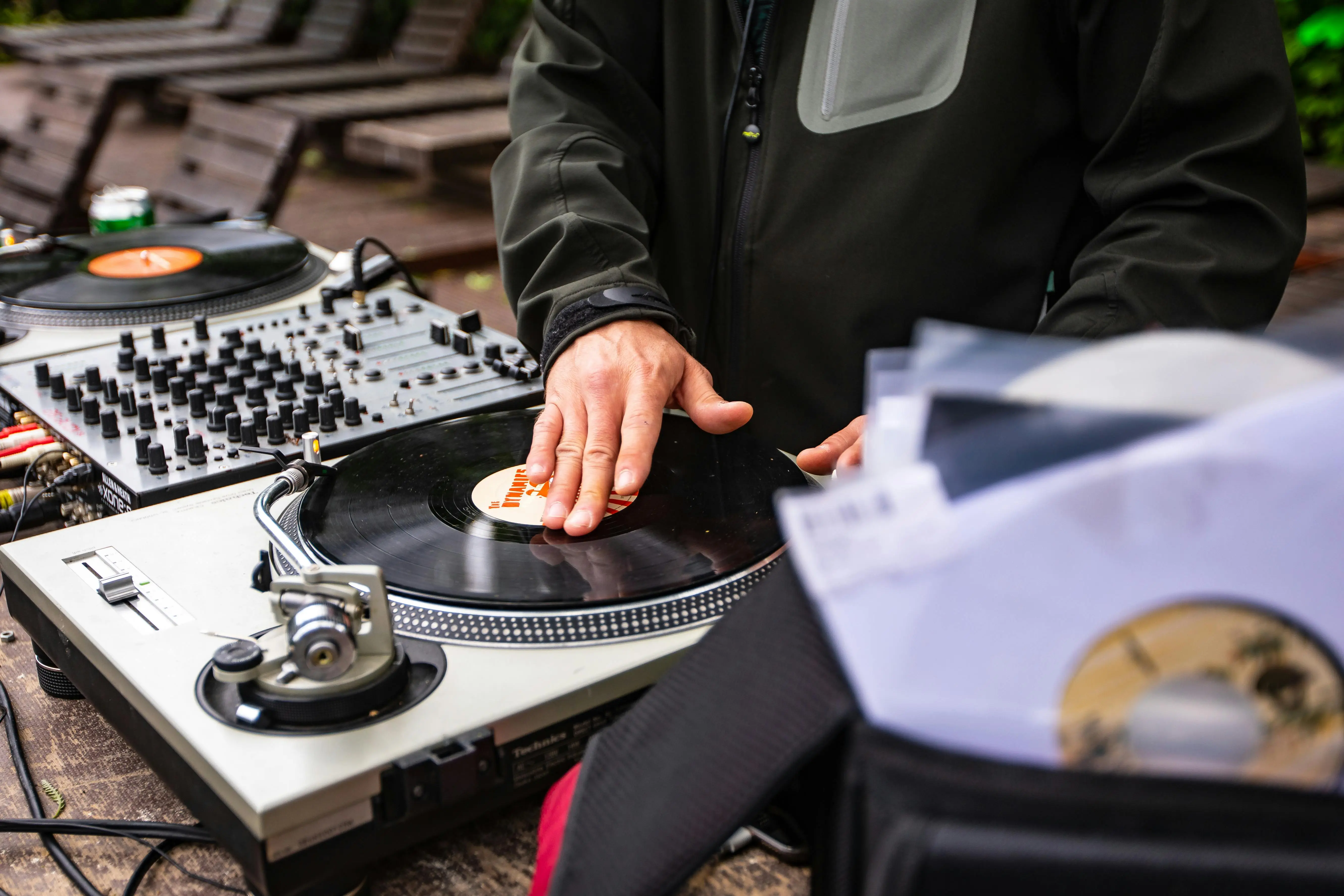 A turntable DJ playing a record